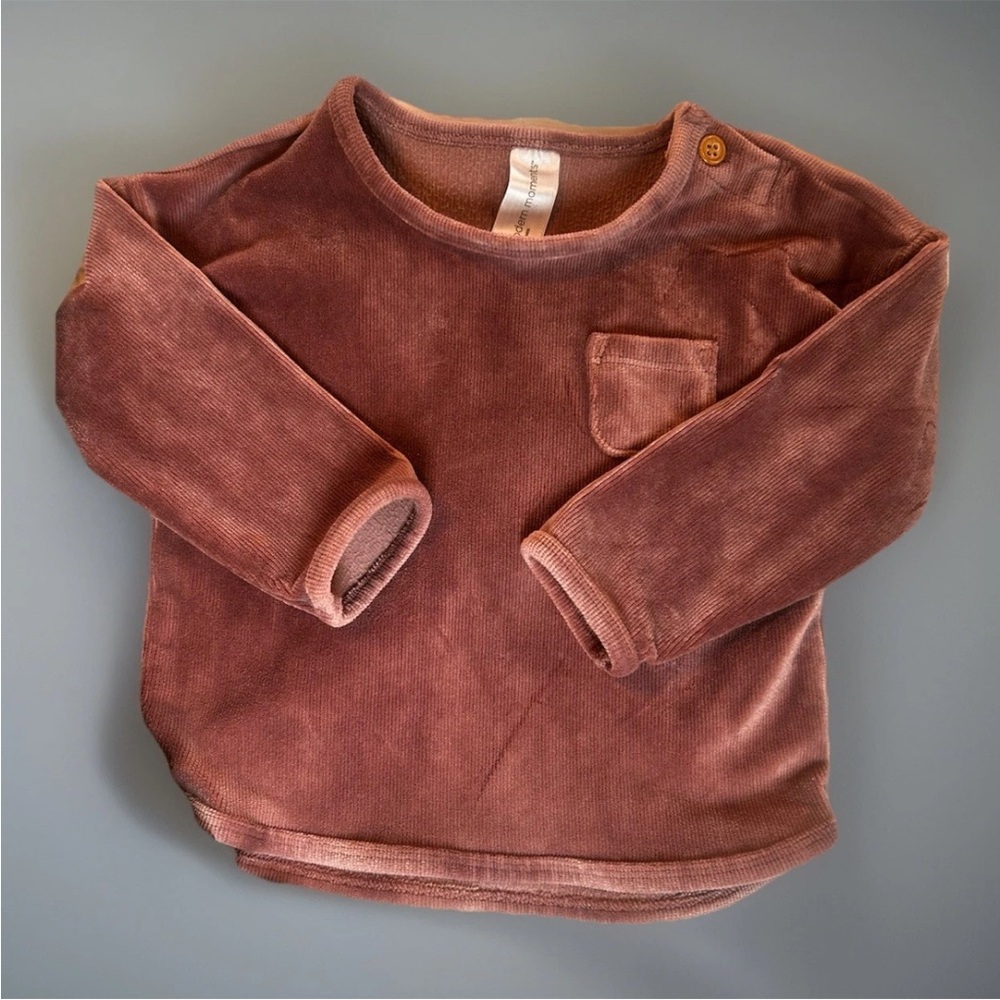 Modern Moments by Gerber Velvet Long Sleeve Baby Top 6–9M Purple Mauve Soft